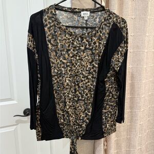 Buckle / BKE tie front top - black / leopard